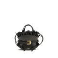 Sac à épaule Balmain Bos Taurus en cuir de veau noir, élégant et sophistiqué, avec détails de la marque sur le devant.