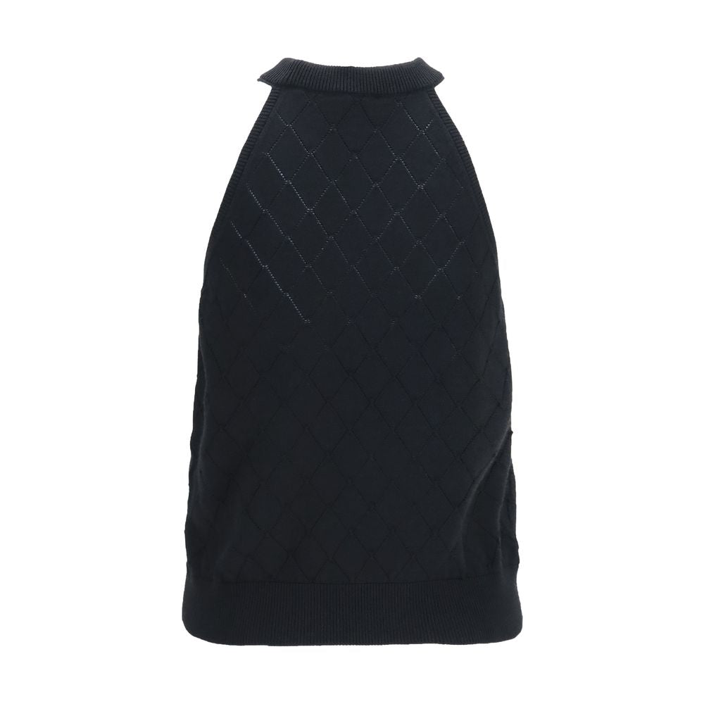 T-shirt sans manches Balmain en laine noire avec motif Aries, style élégant et moderne pour homme.