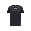 T-shirt en coton noir de Balmain, coupe classique avec logo discret sur la poitrine, vue frontale.