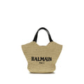 Sac à bandoulière beige en viscose de la marque Balmain, avec détails élégants et design sophistiqué.