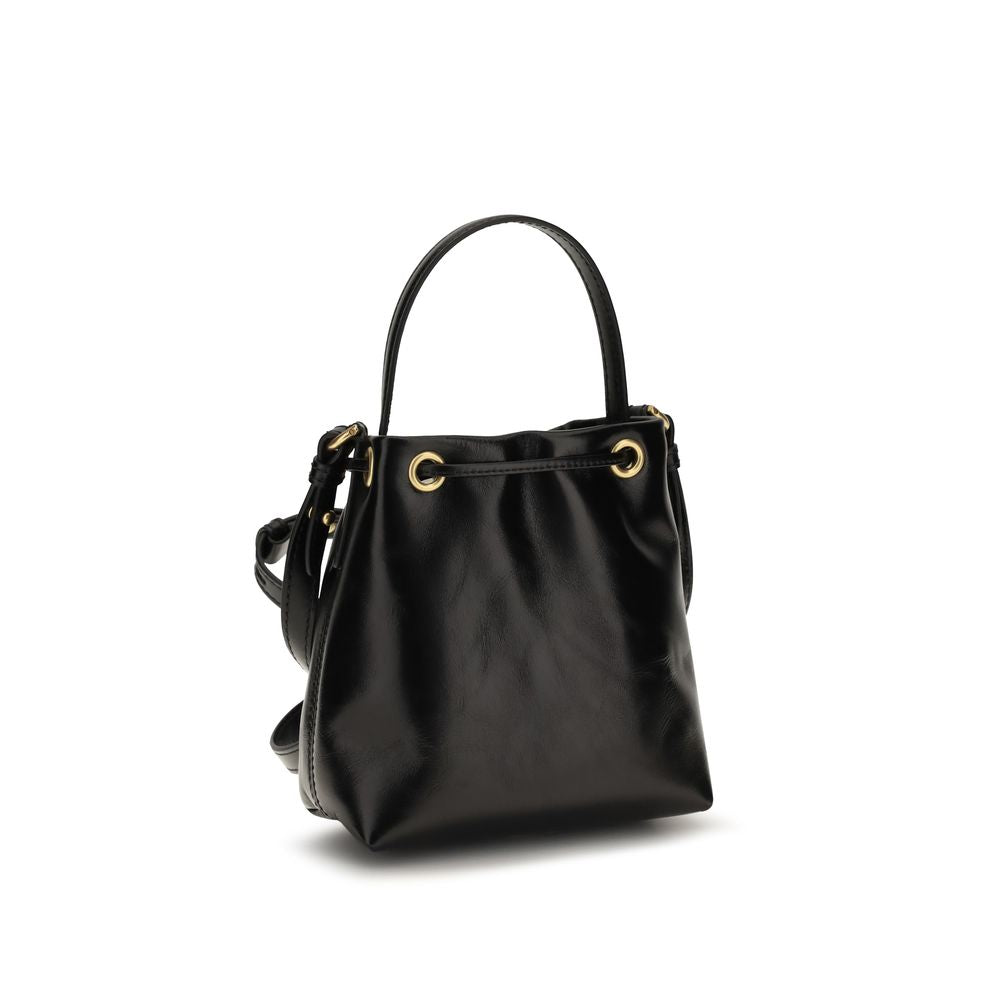 Sac à main Balmain Bos Taurus en cuir de veau noir, avec détails sophistiqués et design élégant visible sur l'image.