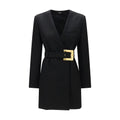 Veste blazer noire en laine Balmain Oves Aries avec coupe ajustée et détails sophistiqués, vue en gros plan.