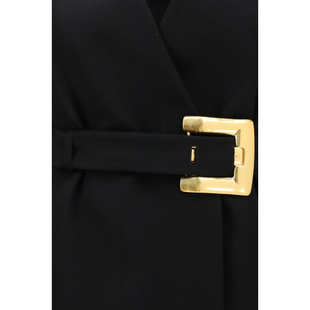 Veste blazer noire en laine Balmain Oves Aries, élégante et structurée, avec détails sophistiqués et coupe ajustée.