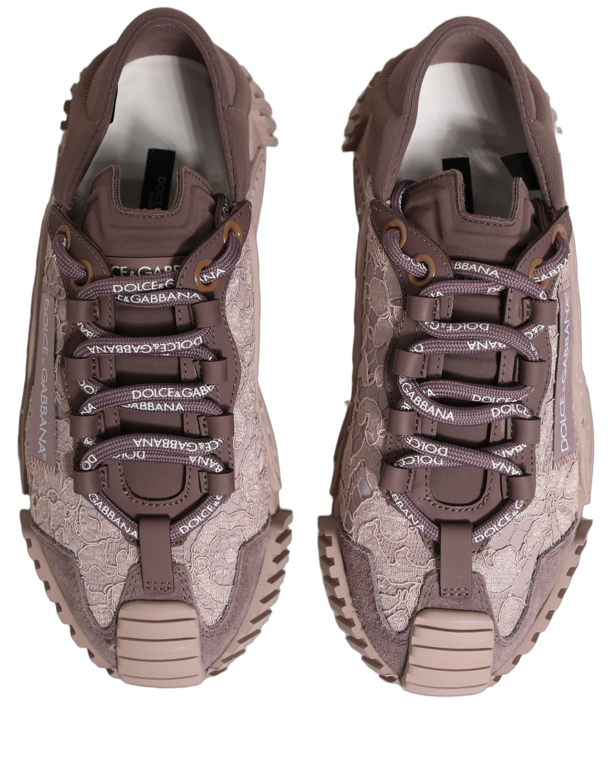 Dolce & Gabbana Pink Lace NS1 Low Top Sneaker Sportschuhe
