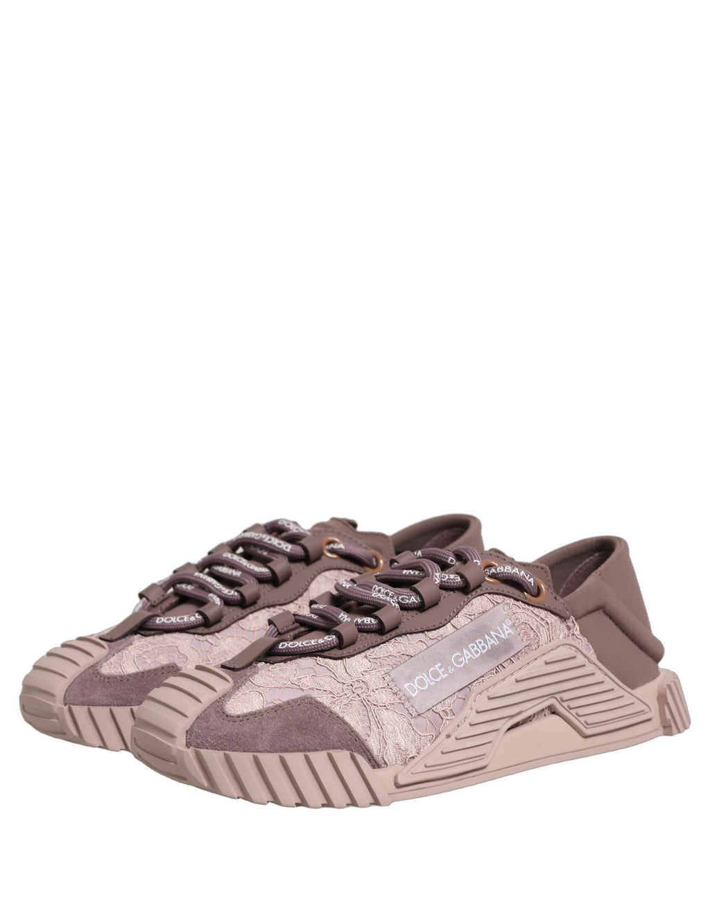 Dolce & Gabbana Pink Lace NS1 Low Top Sneaker Sportschuhe