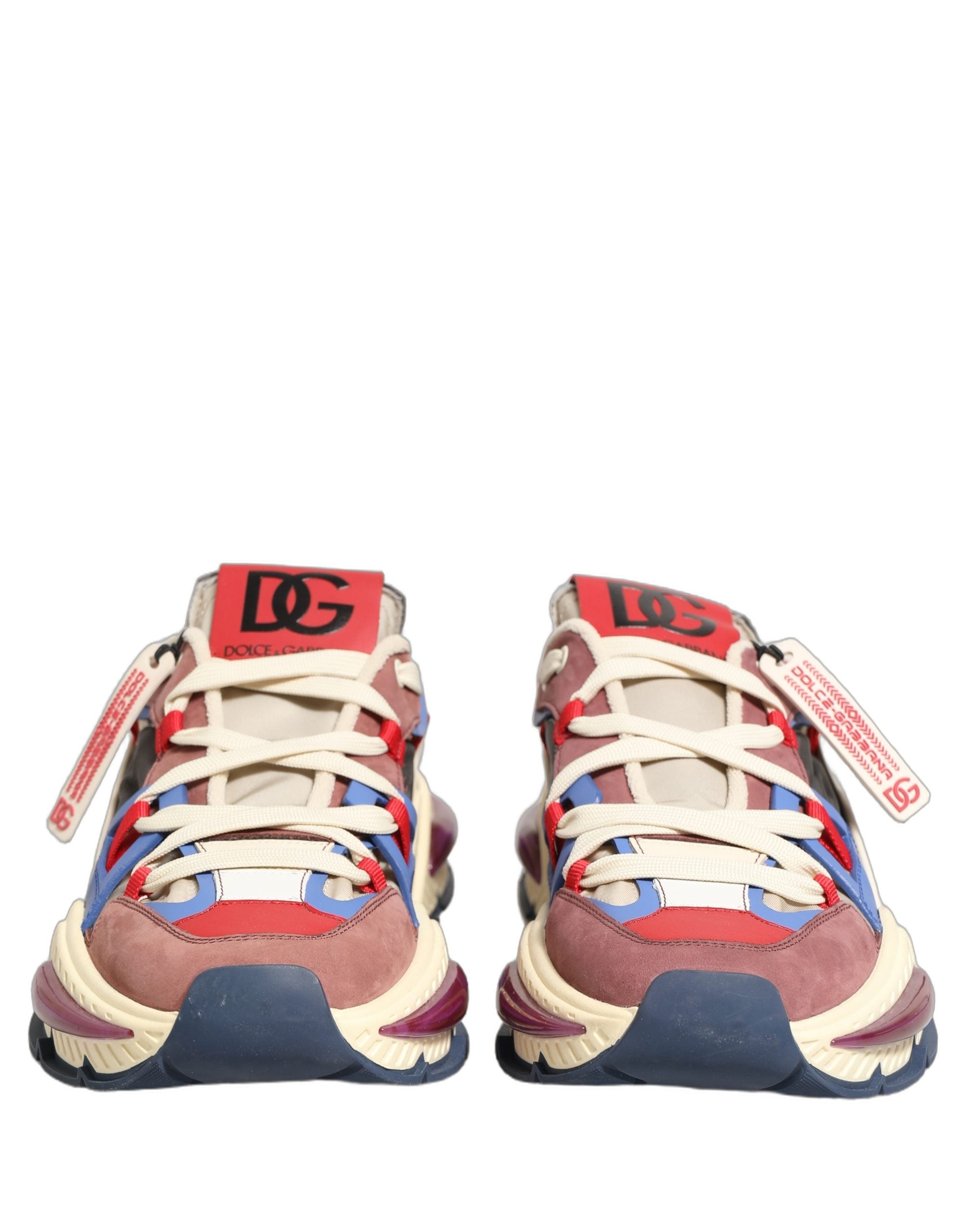 Chaussures sneakers basses Dolce & Gabbana Airmaster multicolores avec détails colorés et design moderne, vues de face.