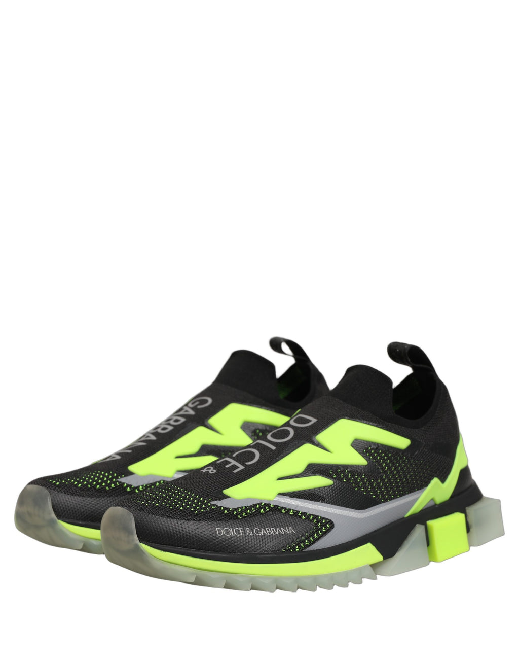 Chaussures sneakers basses Dolce & Gabbana Sorrento noires et vertes avec semelles blanches visibles.