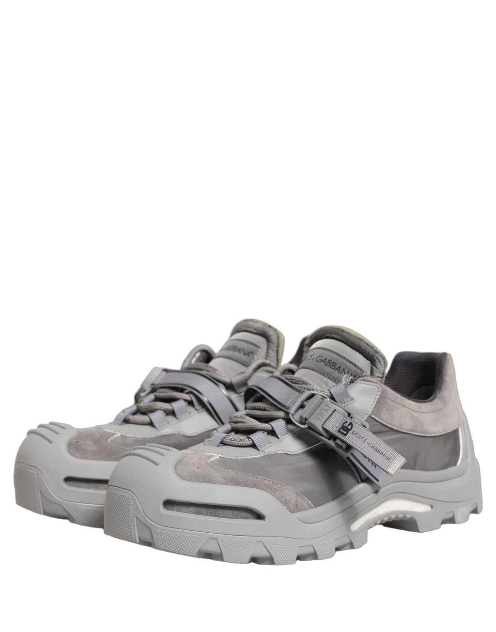 Chaussures sneakers basses pour homme Dolce & Gabbana Airmaster gris à panneaux, style décontracté et moderne.