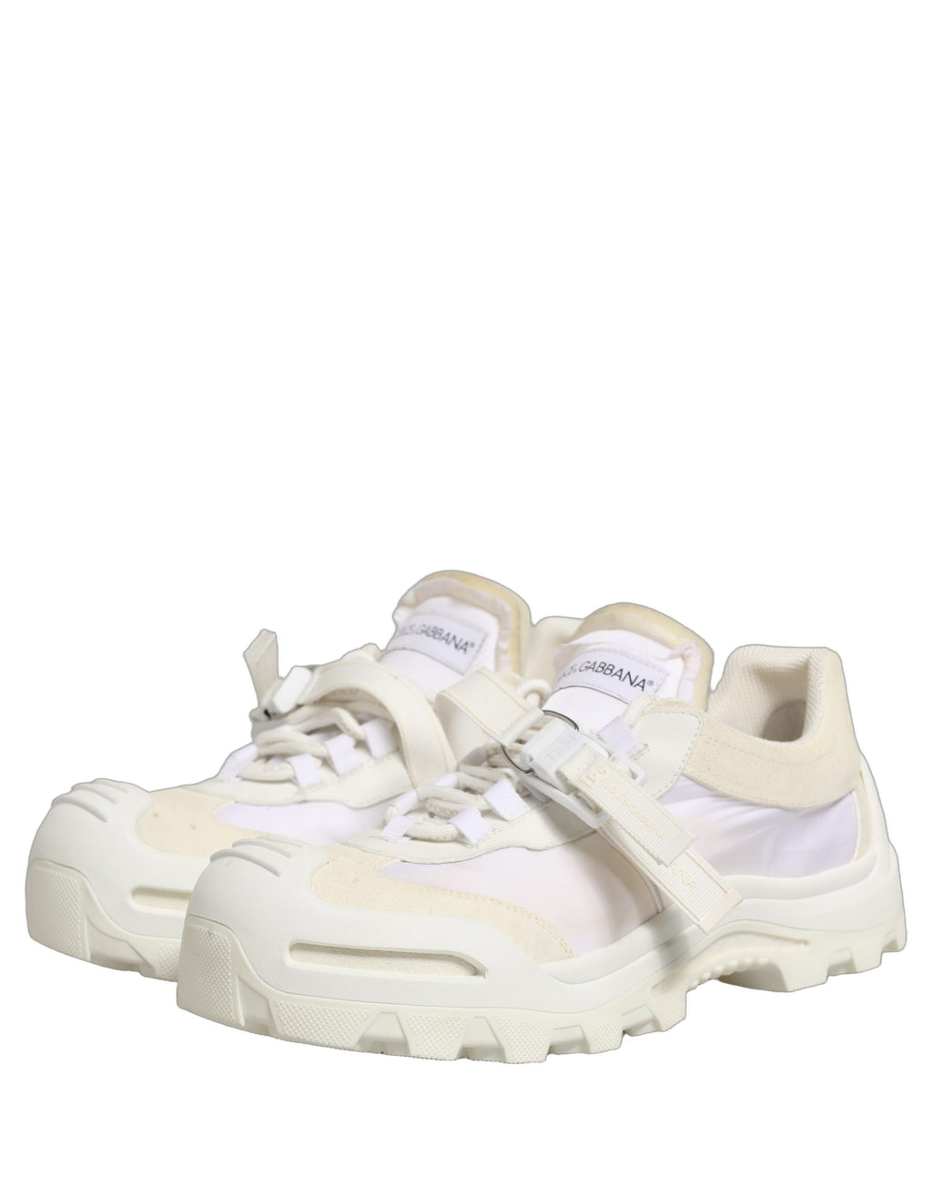 Sneakers basses blanches Dolce & Gabbana Airmaster Panelled pour homme, vue en gros plan sur la semelle et le design.