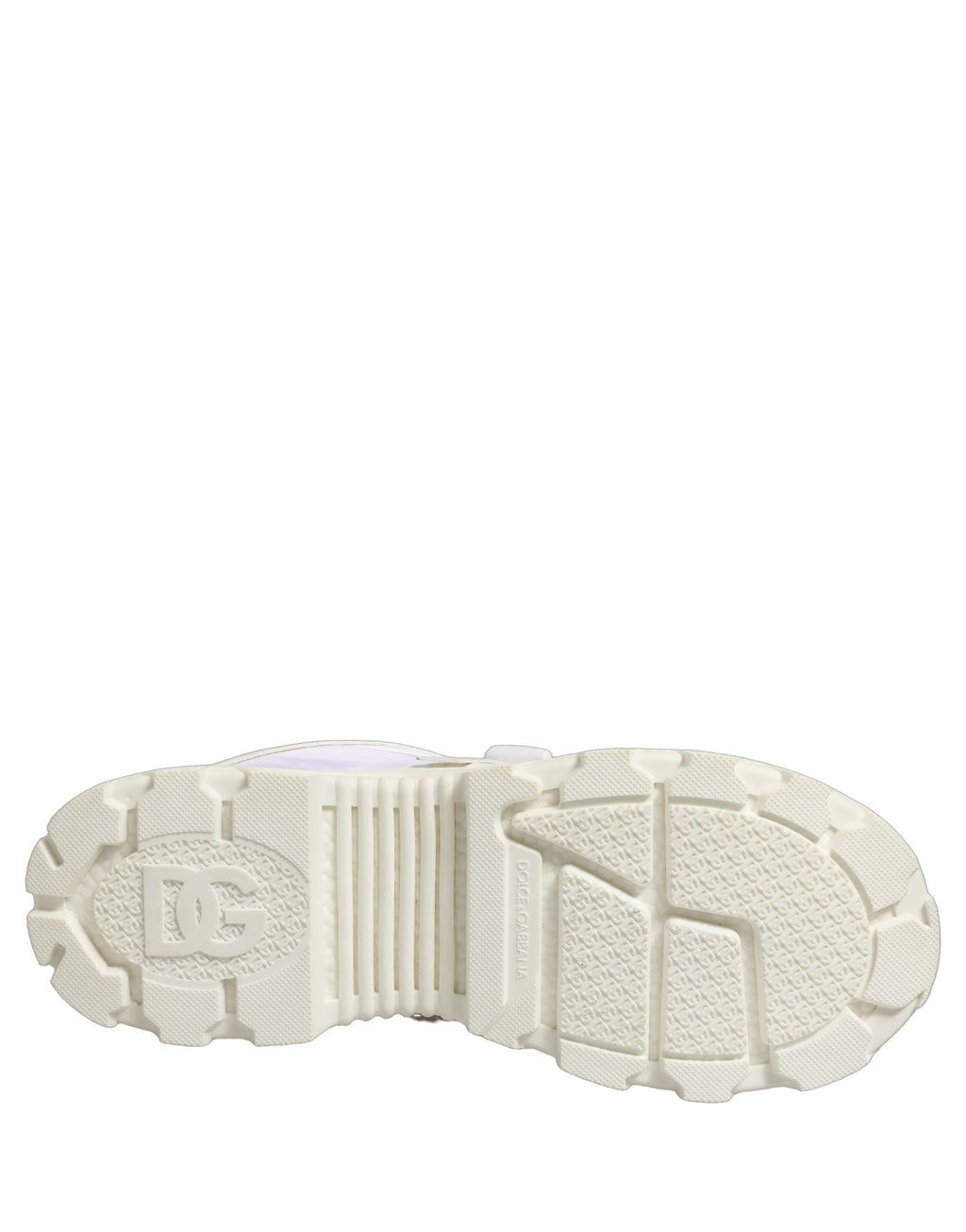 Chaussures sneakers basses blanches Dolce & Gabbana Airmaster avec panneaux en cuir pour homme, vue de face.