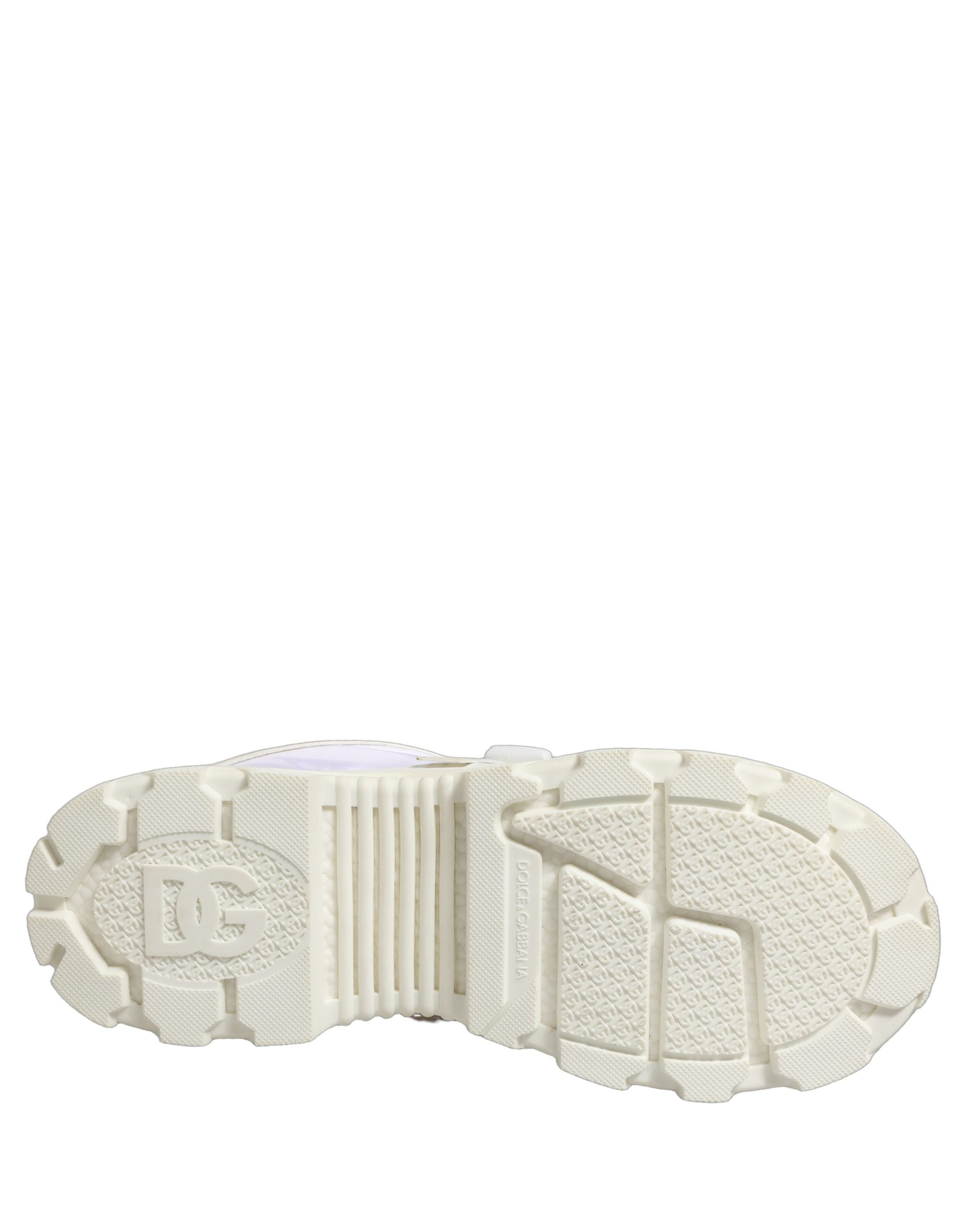 Chaussures sneakers basses blanches Dolce & Gabbana Airmaster avec panneaux en cuir pour homme, vue de face.