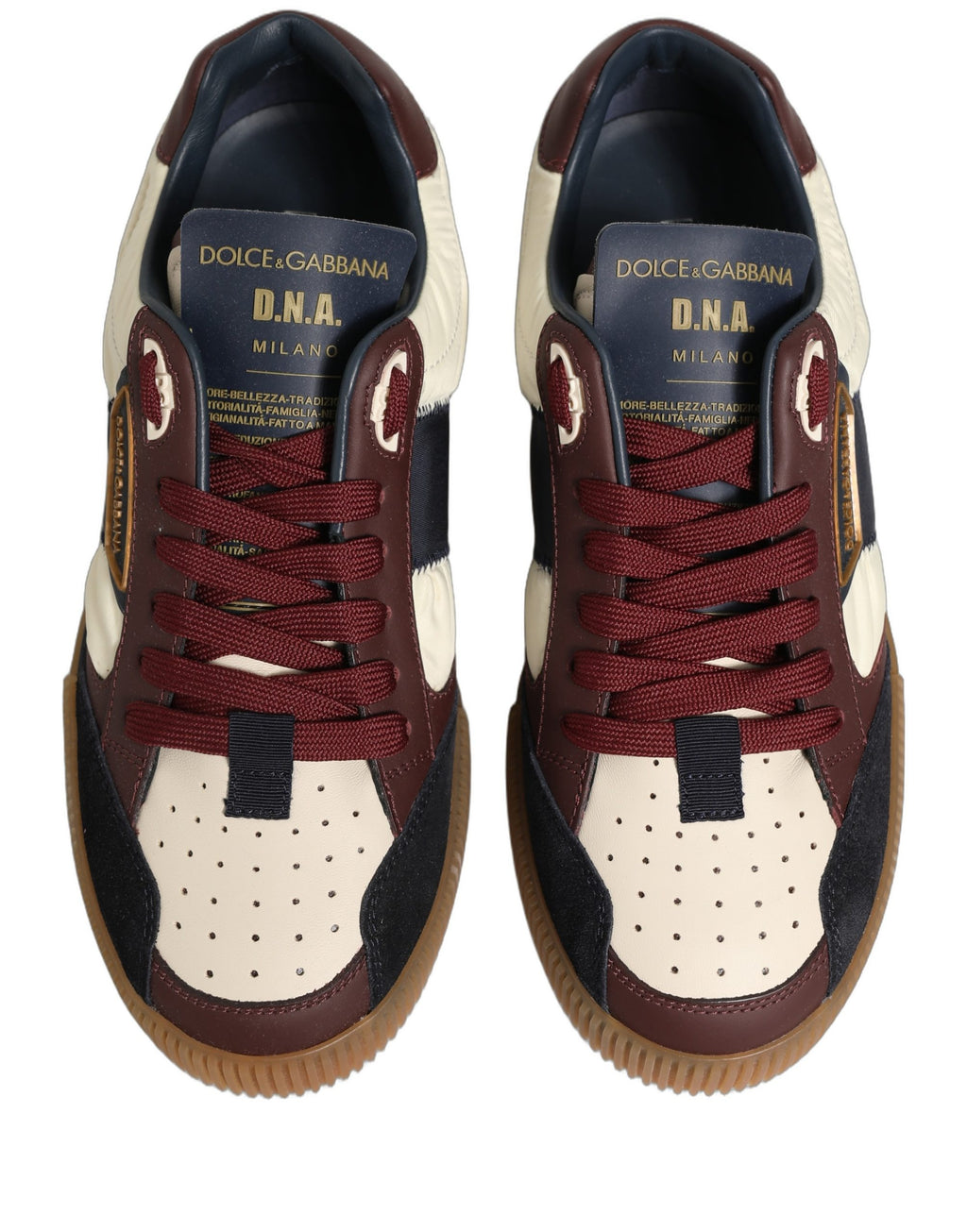 Chaussures de tennis pour hommes Dolce & Gabbana Miami en cuir multicolore, baskets basses élégantes et tendance.