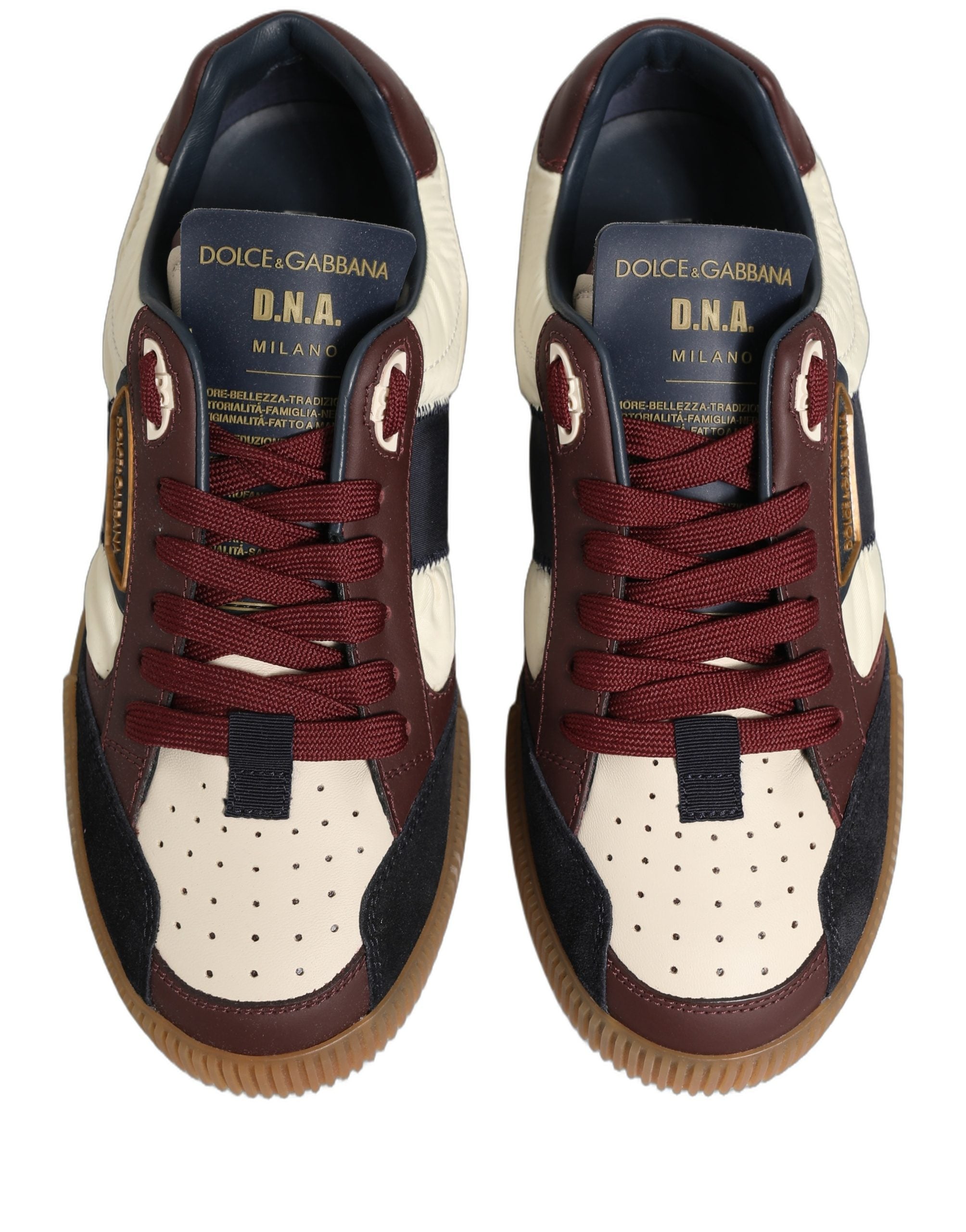 Chaussures de tennis pour hommes Dolce & Gabbana Miami en cuir multicolore, baskets basses élégantes et tendance.