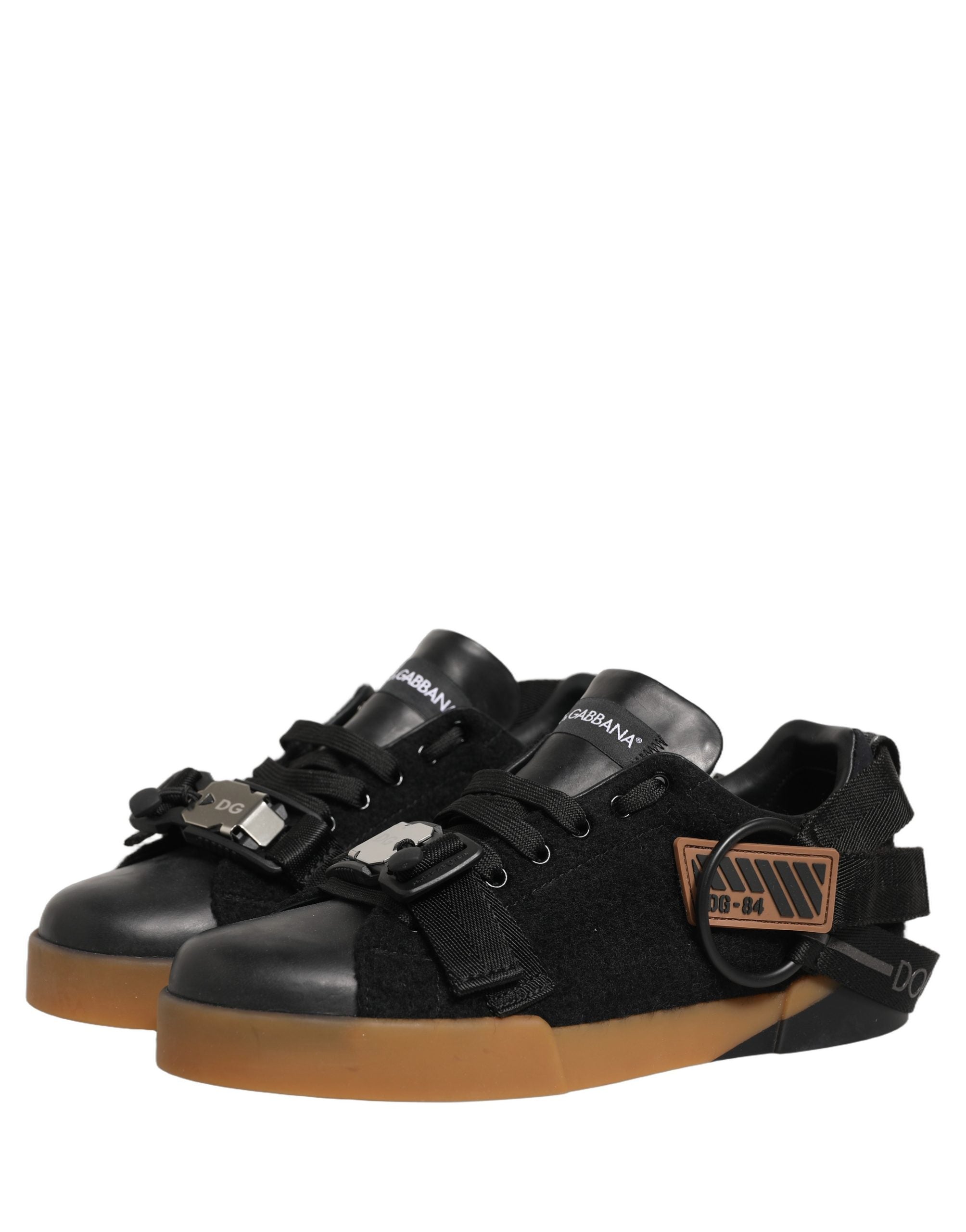 Chaussures basses en cuir noir Dolce & Gabbana pour homme, baskets sneakers élégantes et confortables.