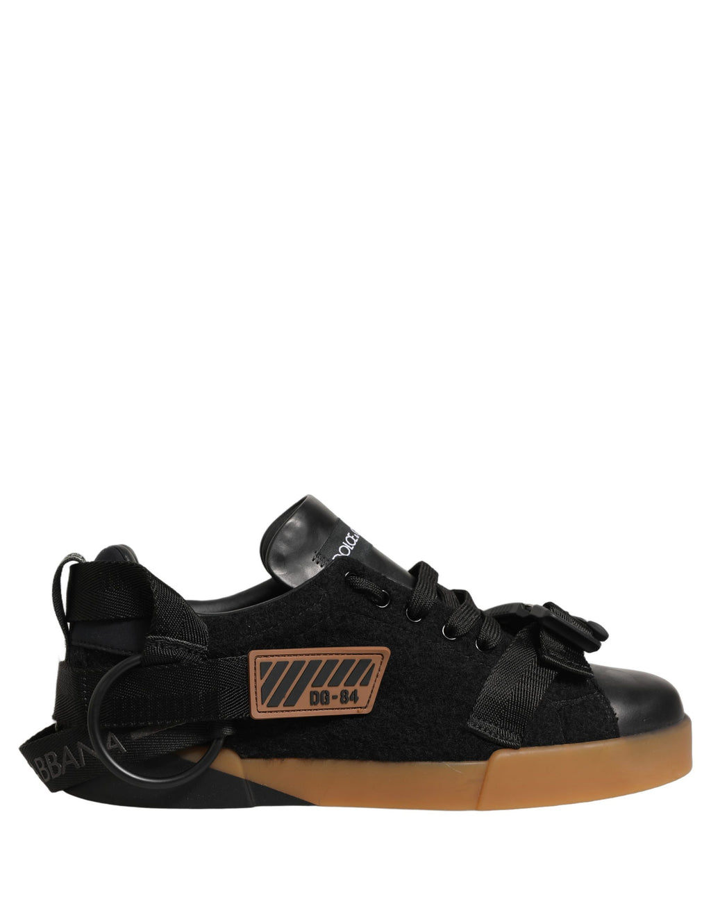 Chaussures basses en cuir noir Dolce & Gabbana pour hommes, baskets sneakers élégantes et confortables.