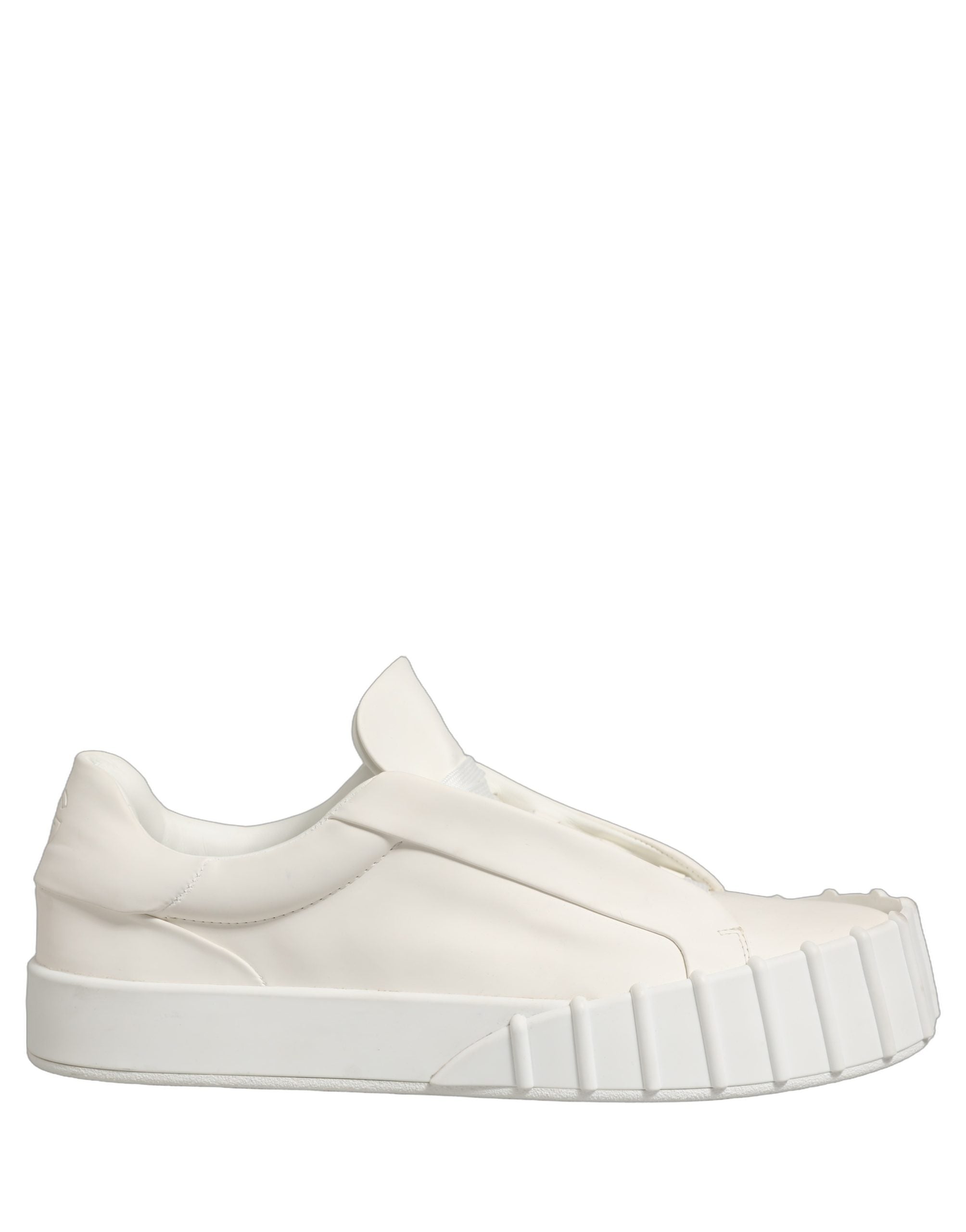Chaussures sneakers basses en cuir blanc Dolce & Gabbana avec lacets, vue de face.