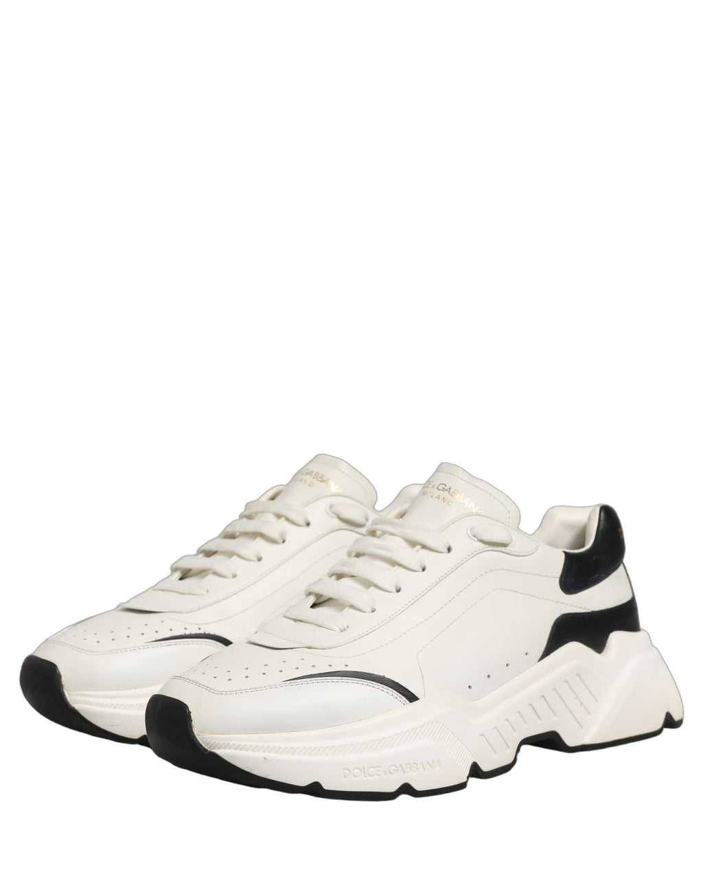 Chaussures sneakers basses Dolce & Gabbana Daymaster, blanches et noires, avec design élégant et confortable.