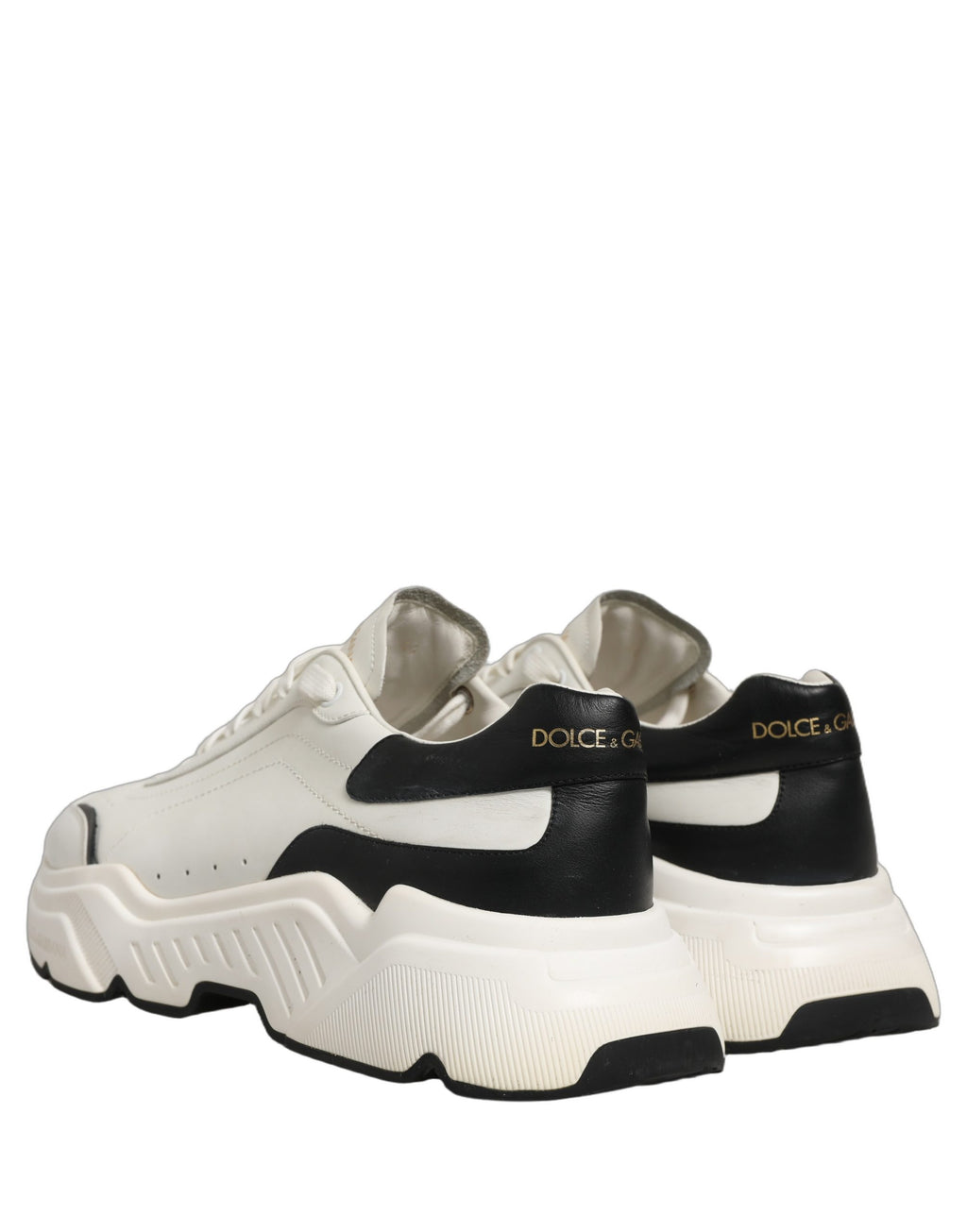 Chaussures basses Dolce & Gabbana Daymaster blanches et noires, sneakers élégants en cuir pour homme.