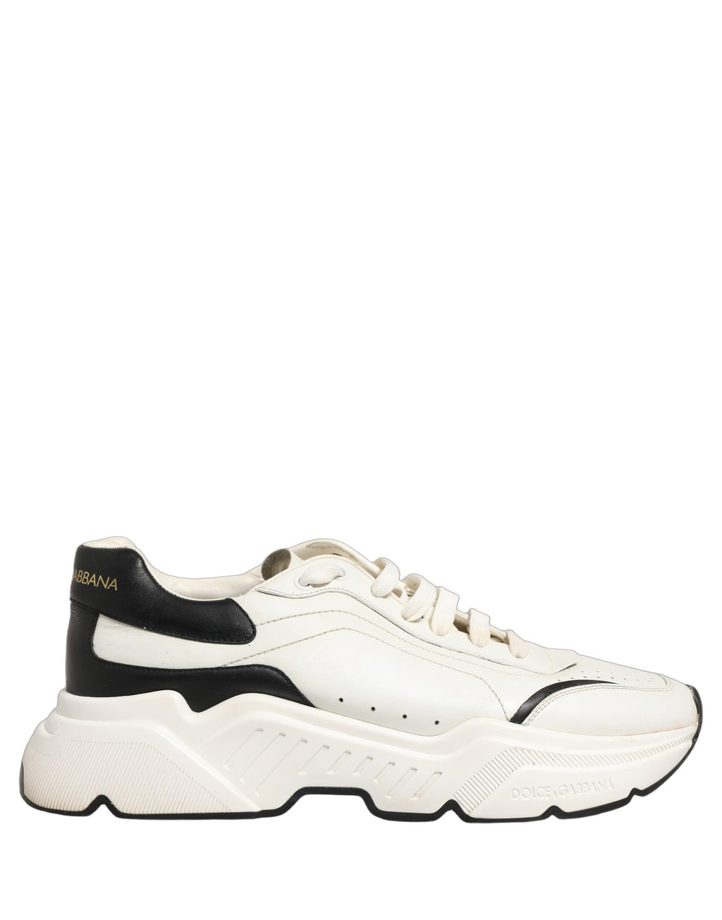 Chaussures sneakers basses Dolce & Gabbana Daymaster blanches et noires, style décontracté avec semelle en caoutchouc.