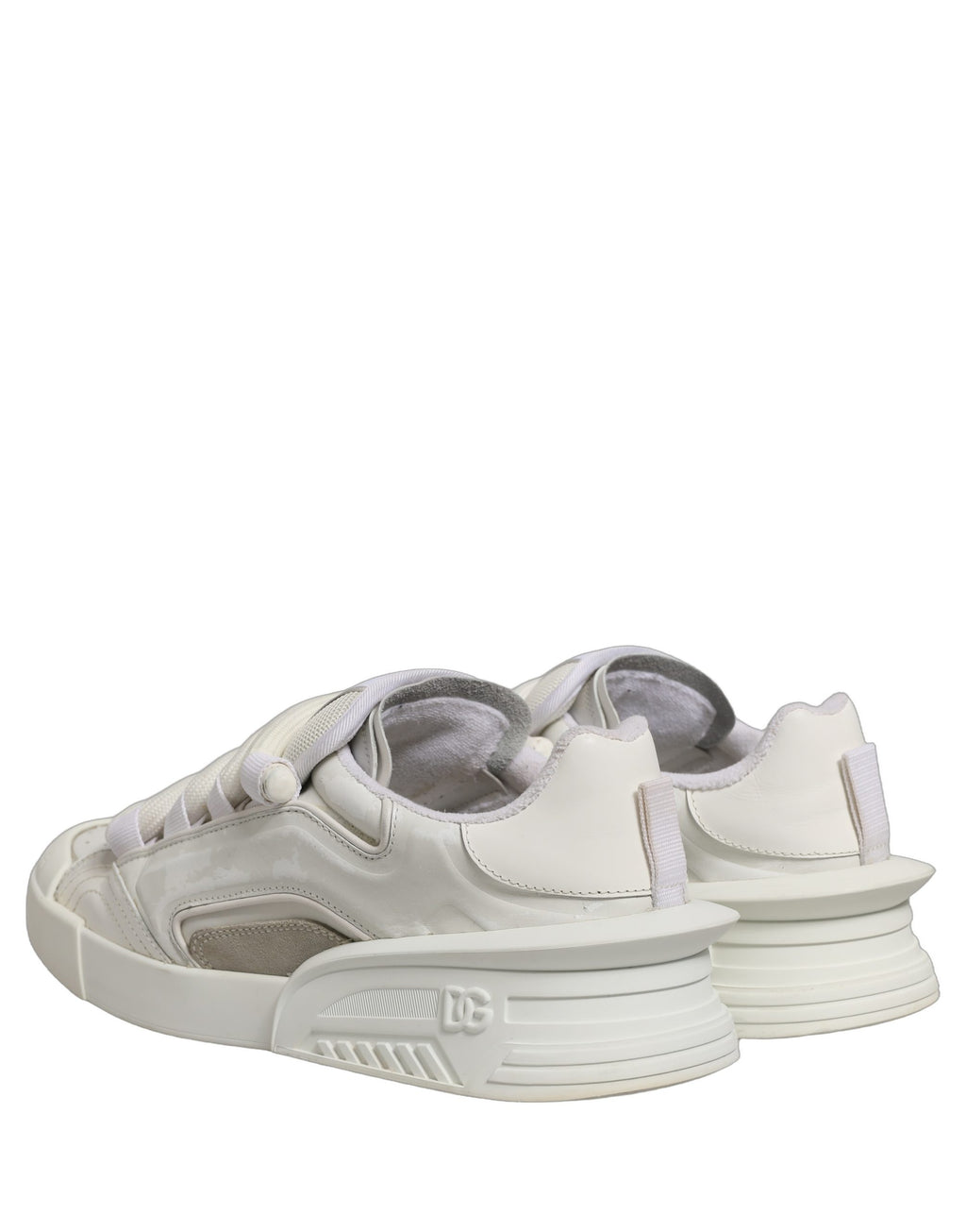 Chaussures Sneakers Dolce & Gabbana Portofino en cuir blanc avec design spacieux et moderne, vue de face.
