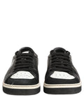 Chaussures sneakers pour hommes Dolce & Gabbana en cuir noir avec couronne Milano, détail de style élégant et moderne.