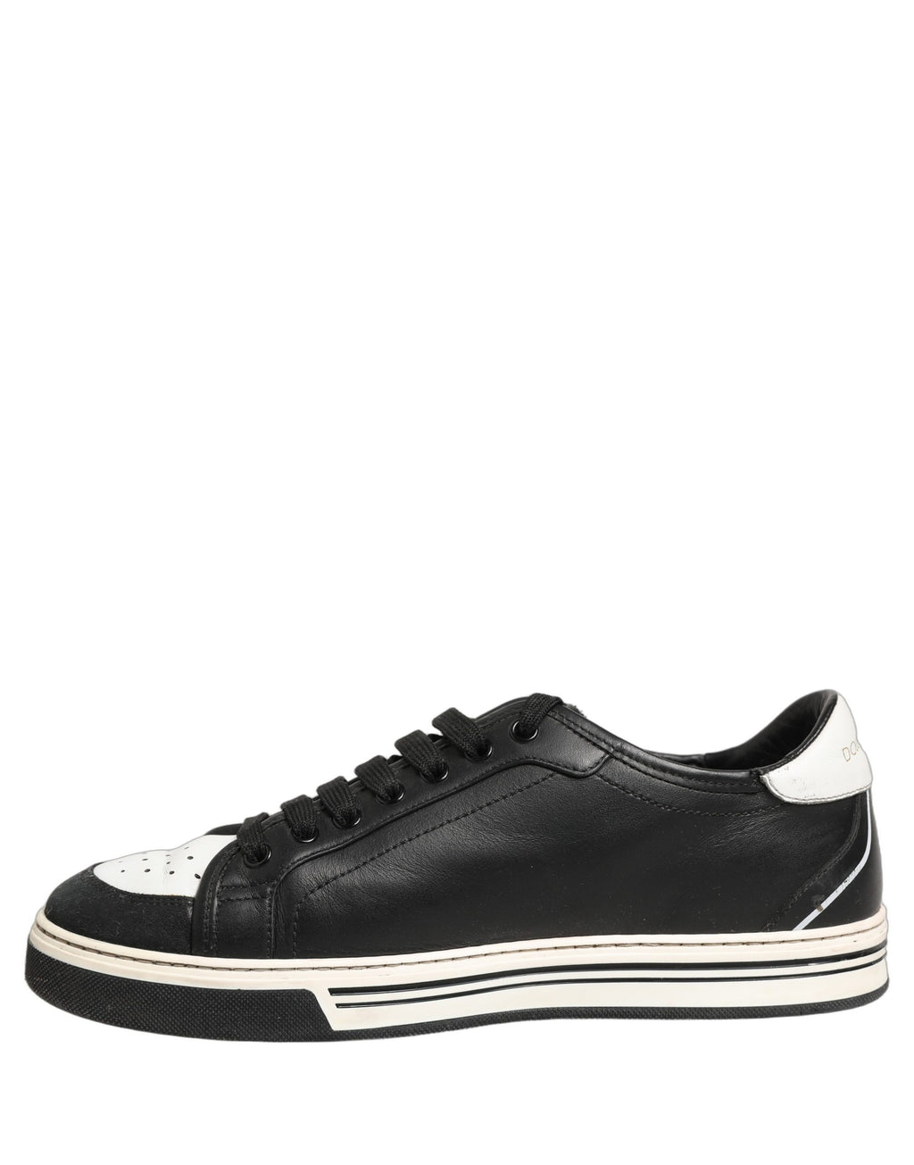 Chaussures sneakers Dolce & Gabbana en cuir noir avec une couronne ornementale pour homme, style Milano.
