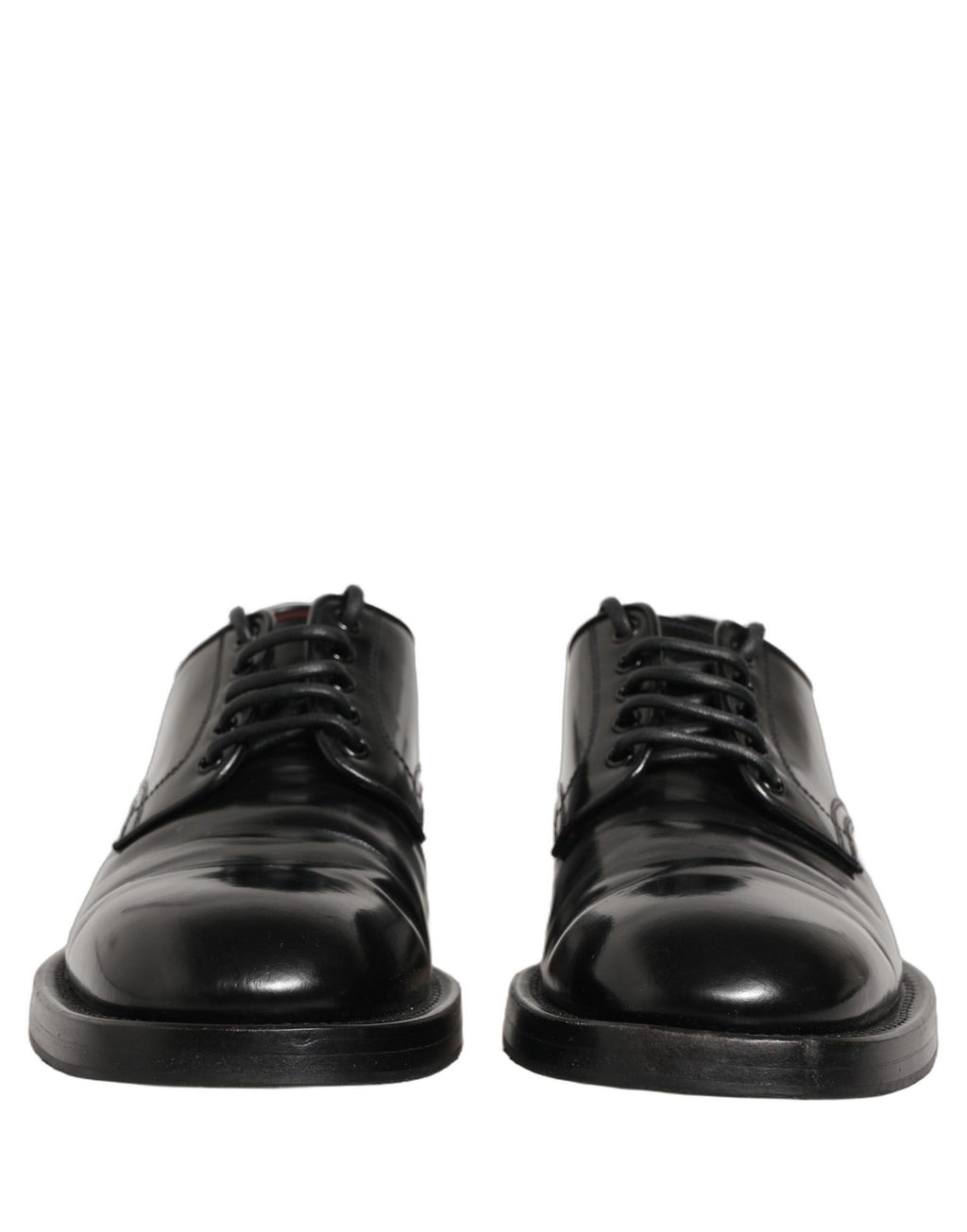 Chaussures Derby pour homme Dolce & Gabbana en cuir noir avec lacets, élégantes et sophistiquées.