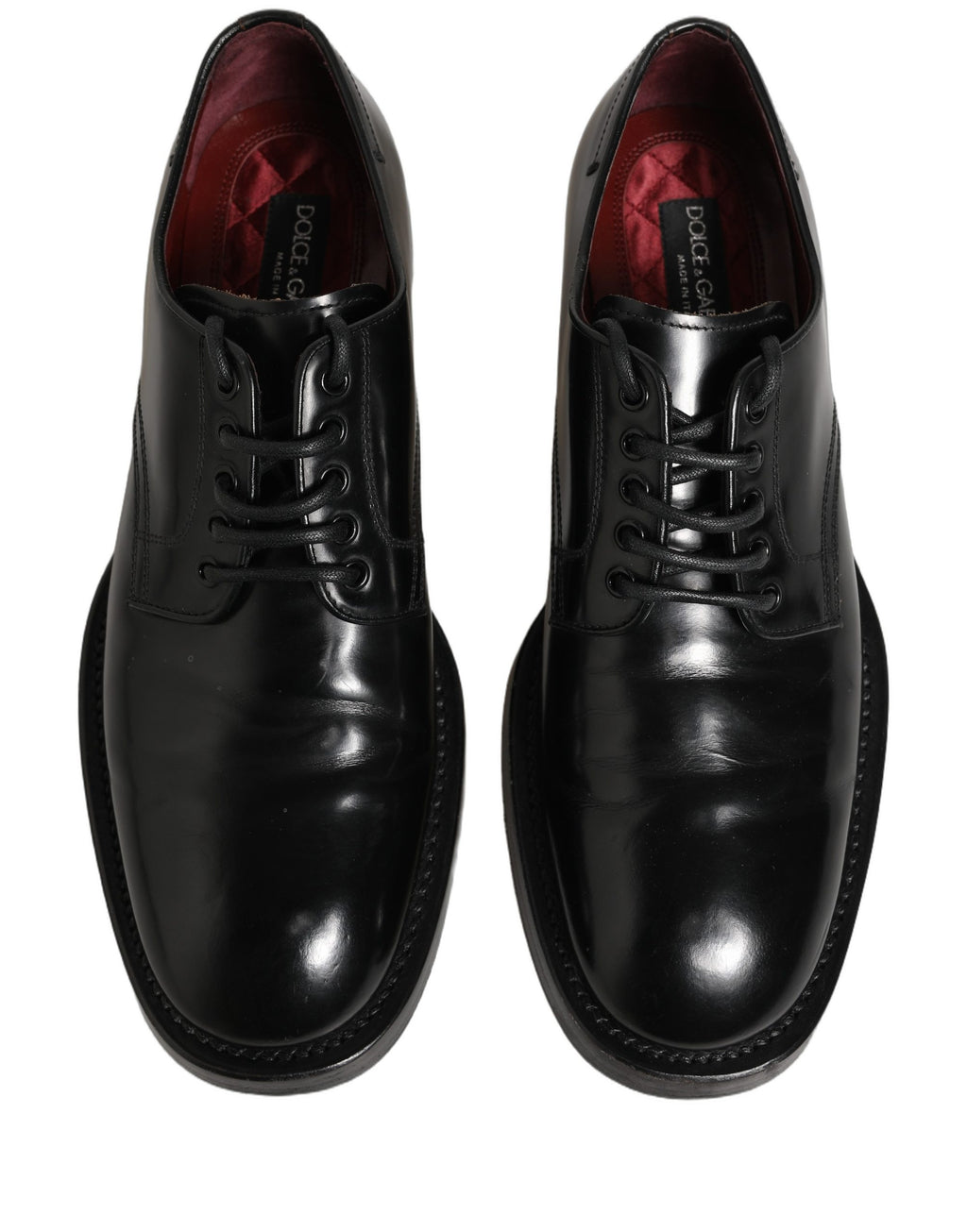 Chaussures Derby pour homme Dolce & Gabbana en cuir noir avec lacets, élégantes et raffinées pour occasion formelle.