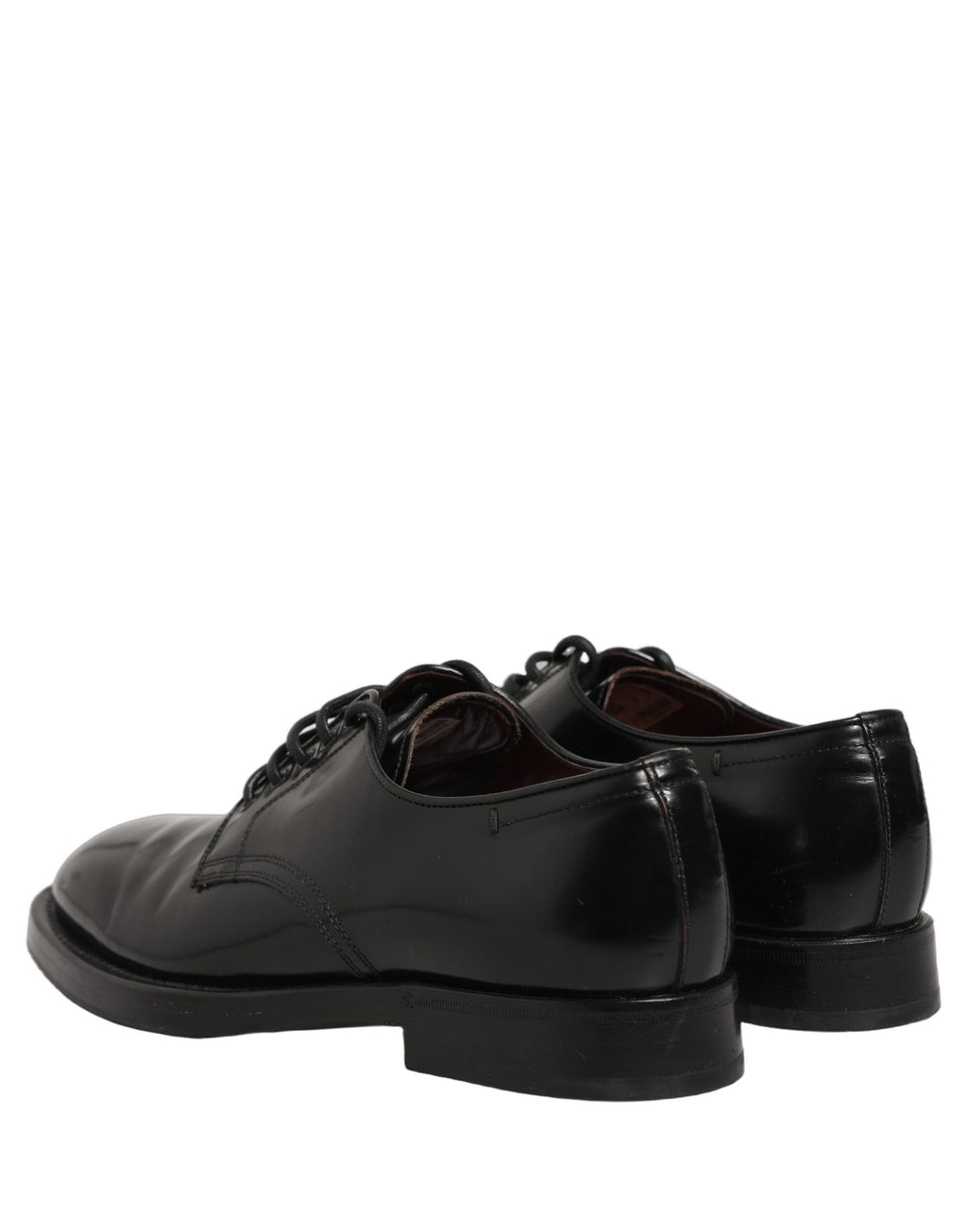 Chaussures Derby pour homme Dolce & Gabbana en cuir noir avec lacets, style élégant et sophistiqué.