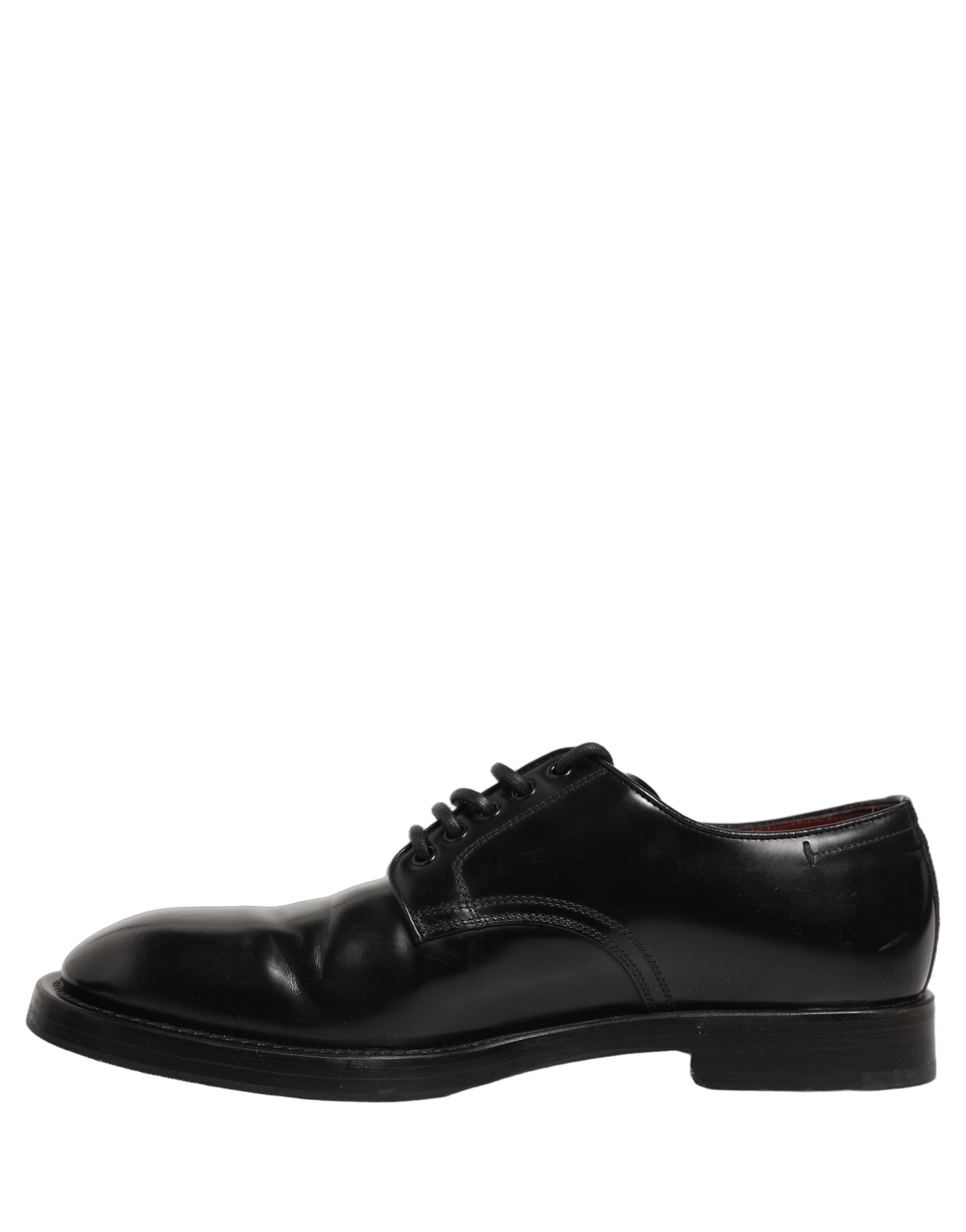 Chaussures derby en cuir noir Dolce & Gabbana pour homme avec lacets, élégantes et sophistiquées.