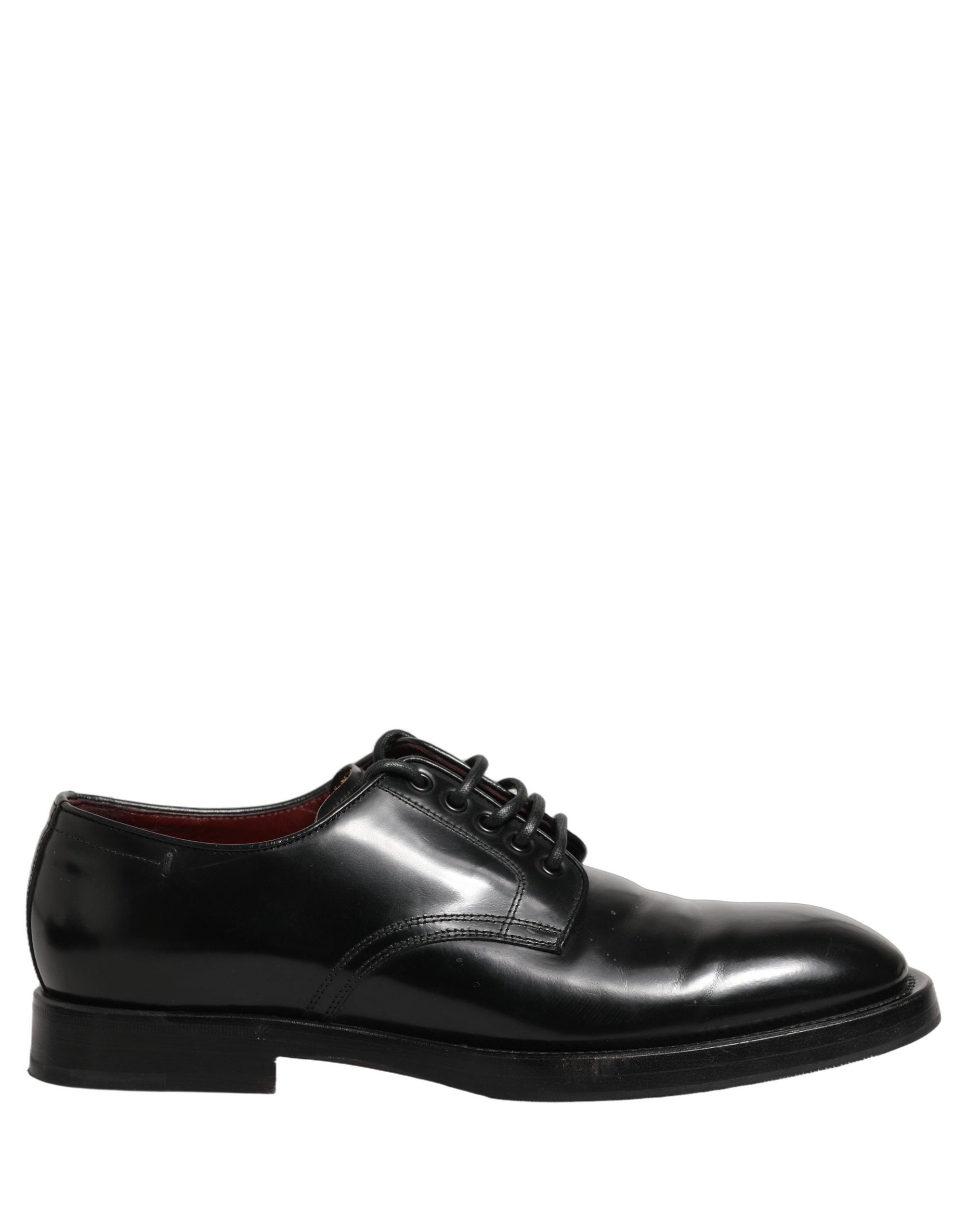 Chaussures Derby en cuir noir Dolce & Gabbana pour homme, lacets, design élégant et sophistiqué.