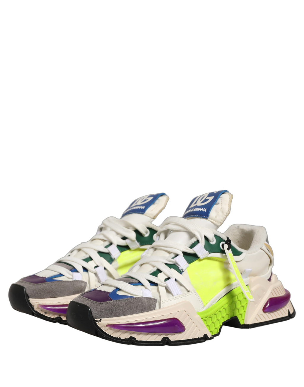 Chaussures sneakers basses Dolce & Gabbana Airmaster multicolores avec détails colorés et design moderne, vue de face.
