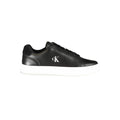 Sneaker pour homme Calvin Klein en polyuréthane noir, style décontracté avec semelle blanche.