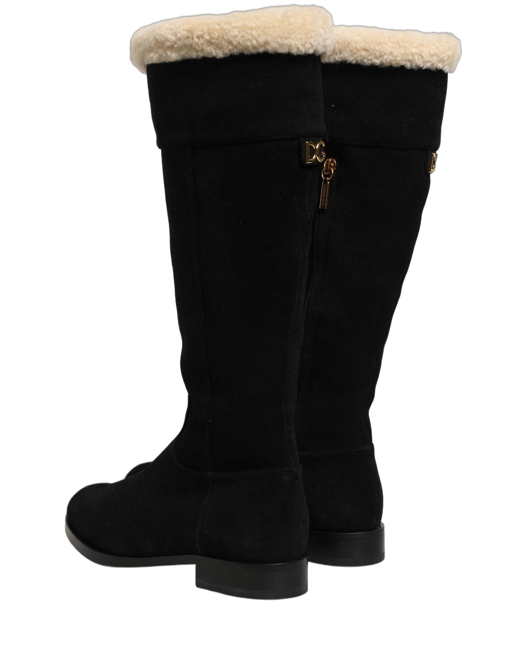 Bottes hautes en cuir suédé noir de Dolce & Gabbana, chaussures élégantes et sophistiquées pour femmes.