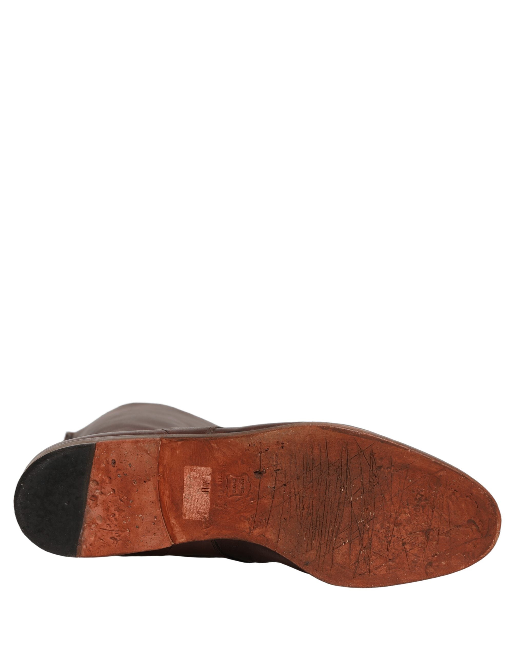 Bottes en cuir marron Dolce & Gabbana, mi-mollet, à lacets, chaussures élégantes pour femmes.