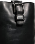 Bottes en cuir noir Dolce & Gabbana avec boucle, mi-mollet, style élégant et sophistiqué.