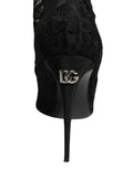 Chaussures Dolce & Gabbana Taormina en dentelle noire, bottines à talons élégantes et sophistiquées.