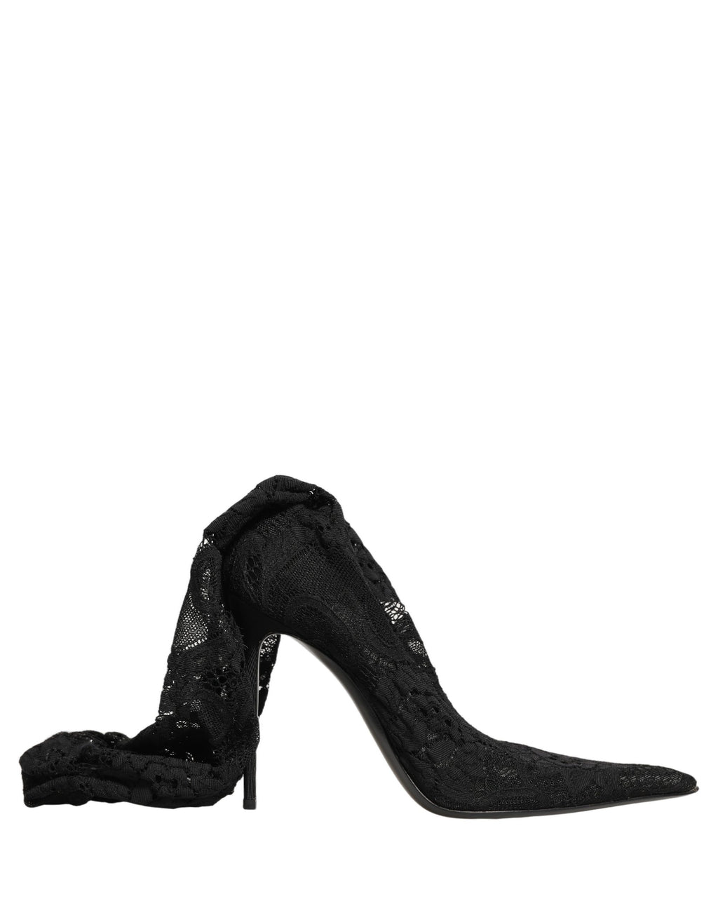 Bottes à talons Dolce & Gabbana Taormina en dentelle noire, chaussures pumps élégantes avec design sophistiqué.