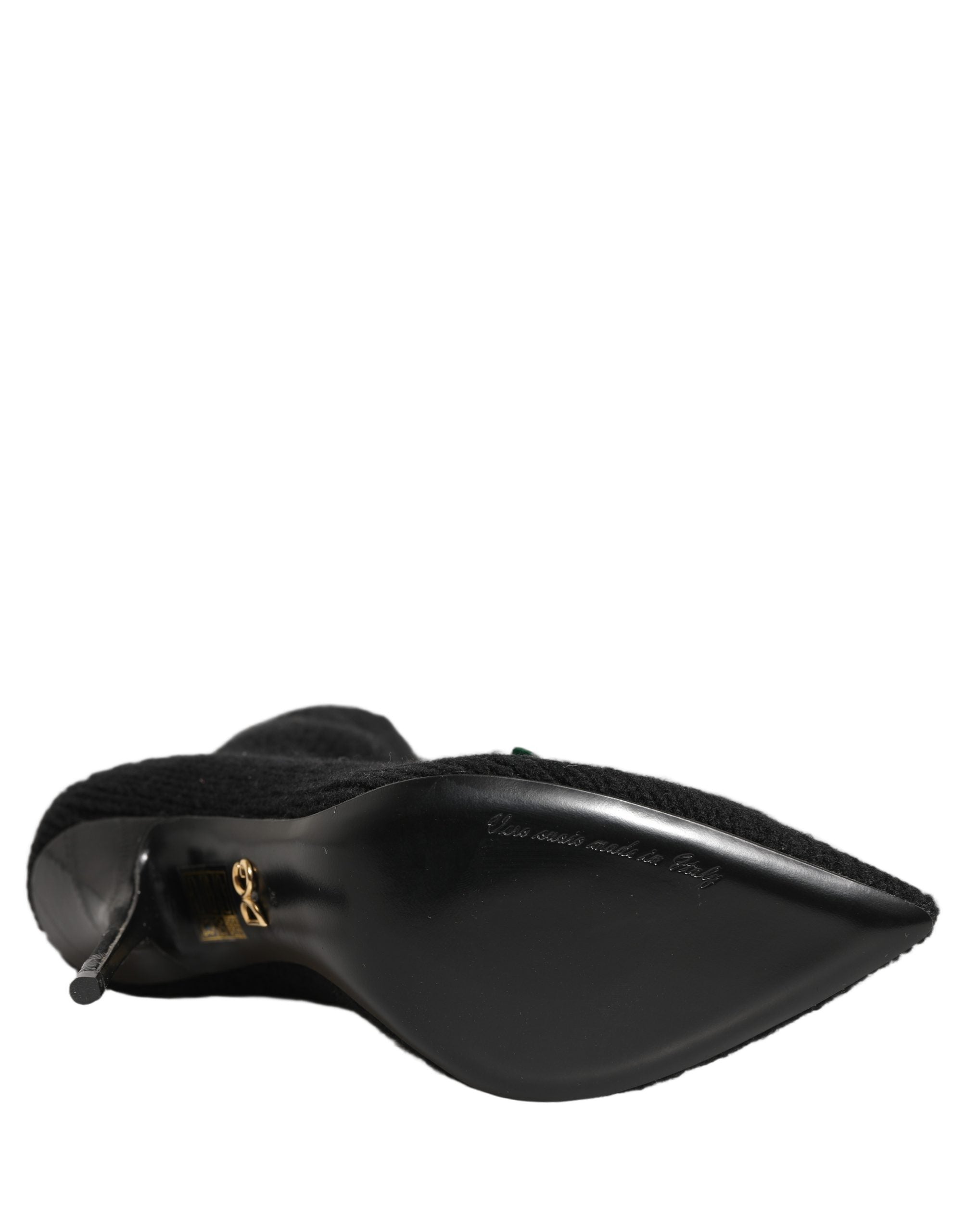 Chaussures à talons stilettos noires Dolce & Gabbana, bottines mi-mollet élégantes pour femmes, vue de face.