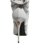 Chaussures Dolce & Gabbana, bottines à talons gris avec chaussettes extensibles, style élégant et moderne.