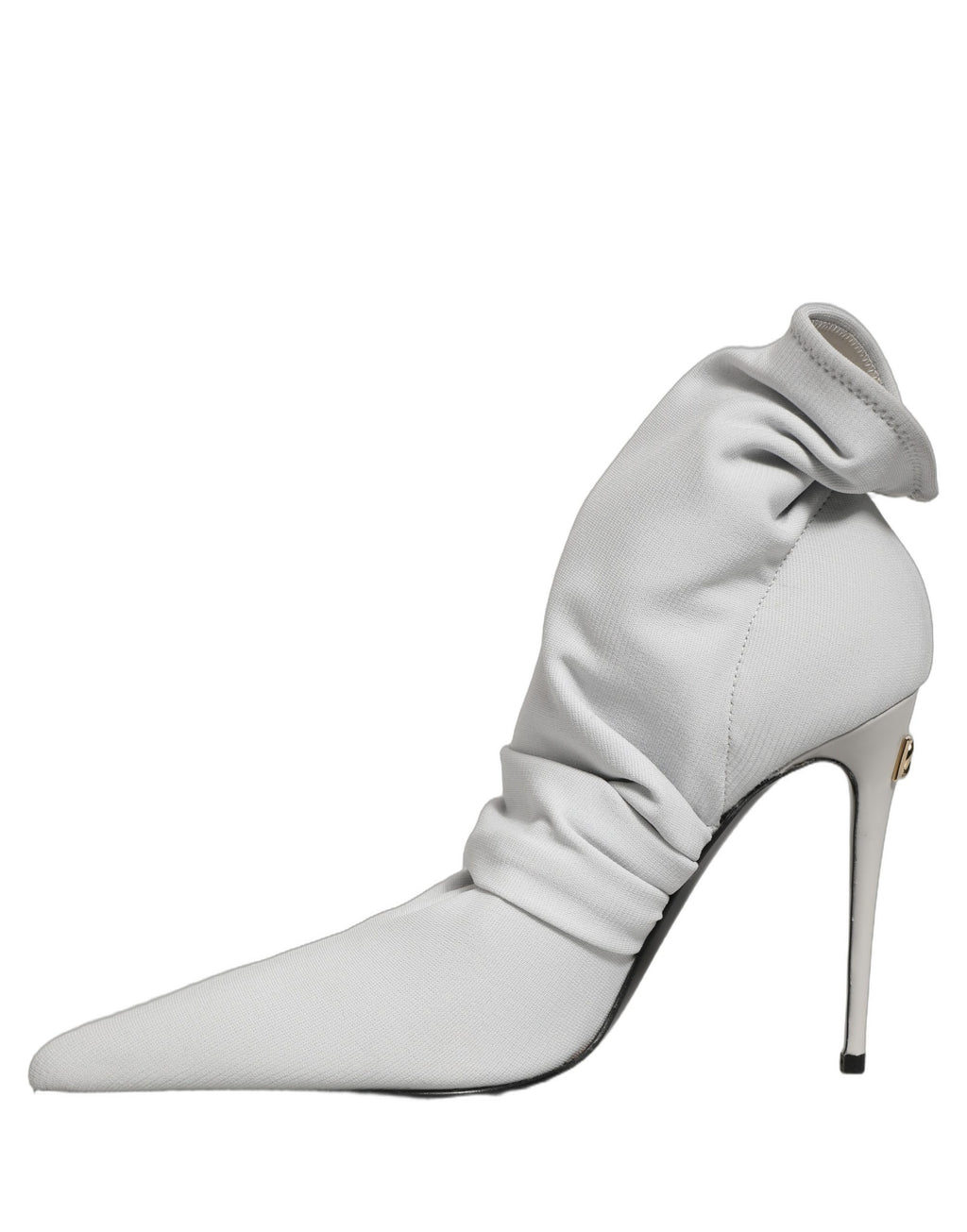 Chaussures Dolce & Gabbana, bottines à talons gris avec chaussettes extensibles pour la cheville, mode élégante et sophistiquée.