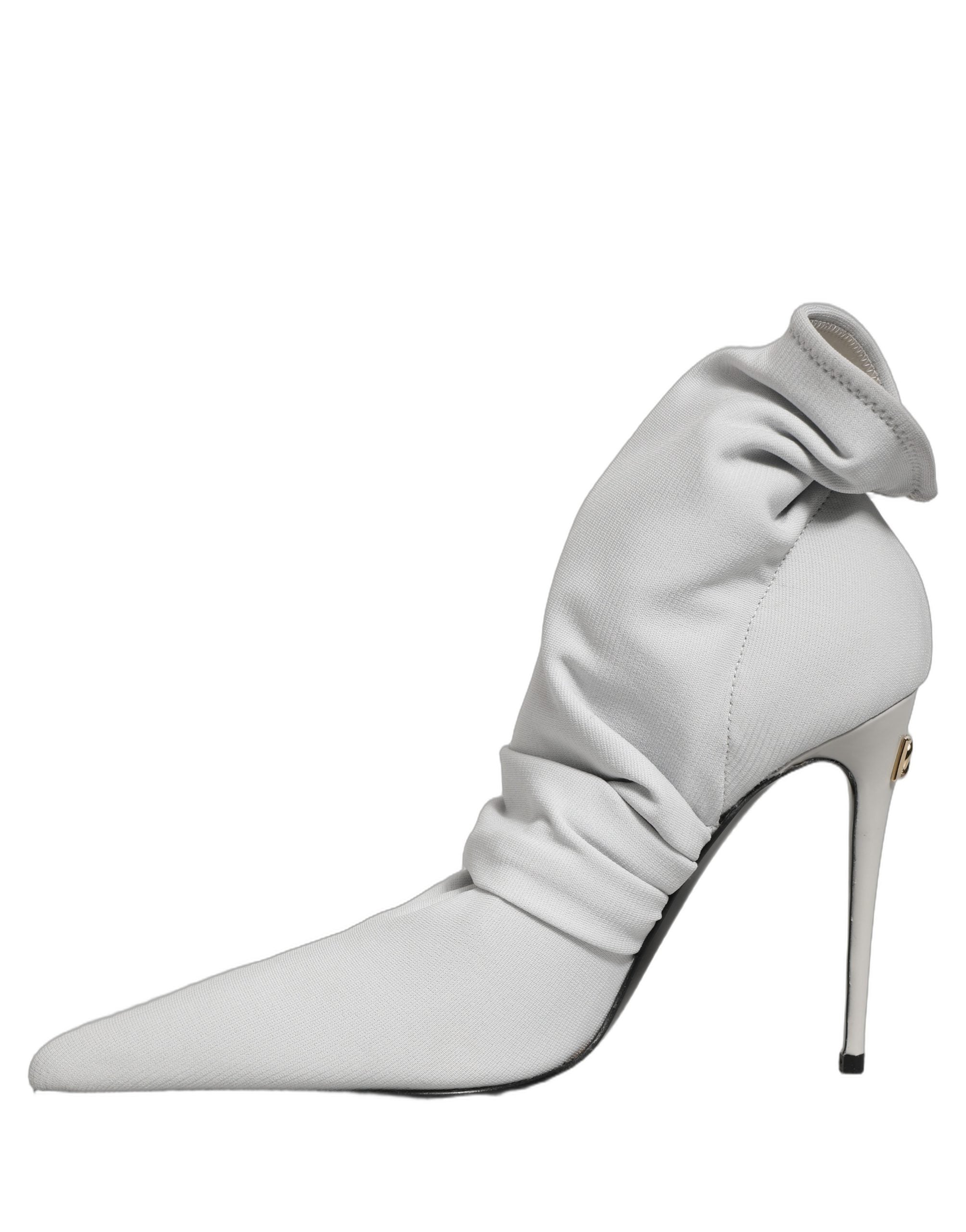 Chaussures Dolce & Gabbana, bottines à talons gris avec chaussettes extensibles pour la cheville, mode élégante et sophistiquée.