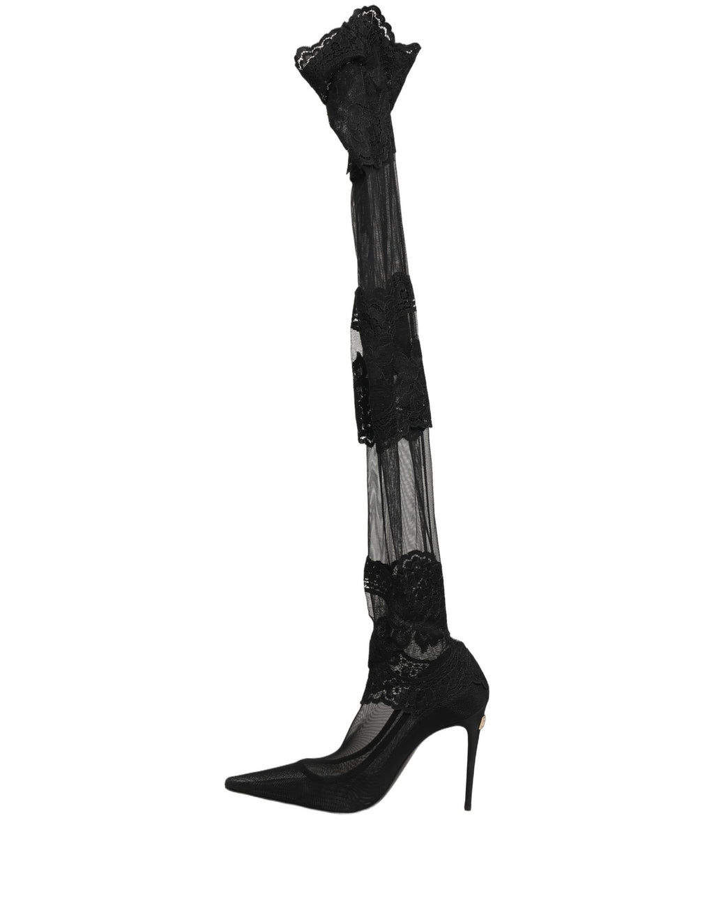 Bottes Dolce & Gabbana noires, mi-mollet, en cuir avec talons, chaussures élégantes et tendance.