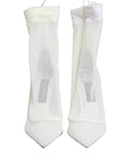 Bottes à talons en mesh extensible en tulle blanc de Dolce & Gabbana, chaussures élégantes et tendance.