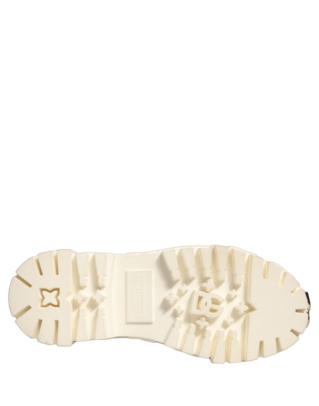 Bottes ankle en cuir blanc et caoutchouc Dolce & Gabbana avec logo, semelle robuste, style élégant et moderne