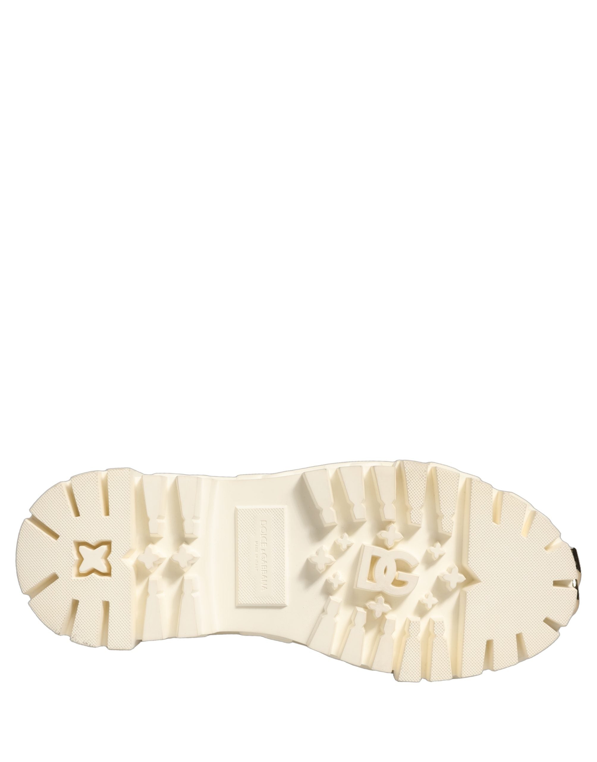 Bottes ankle en cuir blanc et caoutchouc Dolce & Gabbana avec logo, semelle robuste, style élégant et moderne
