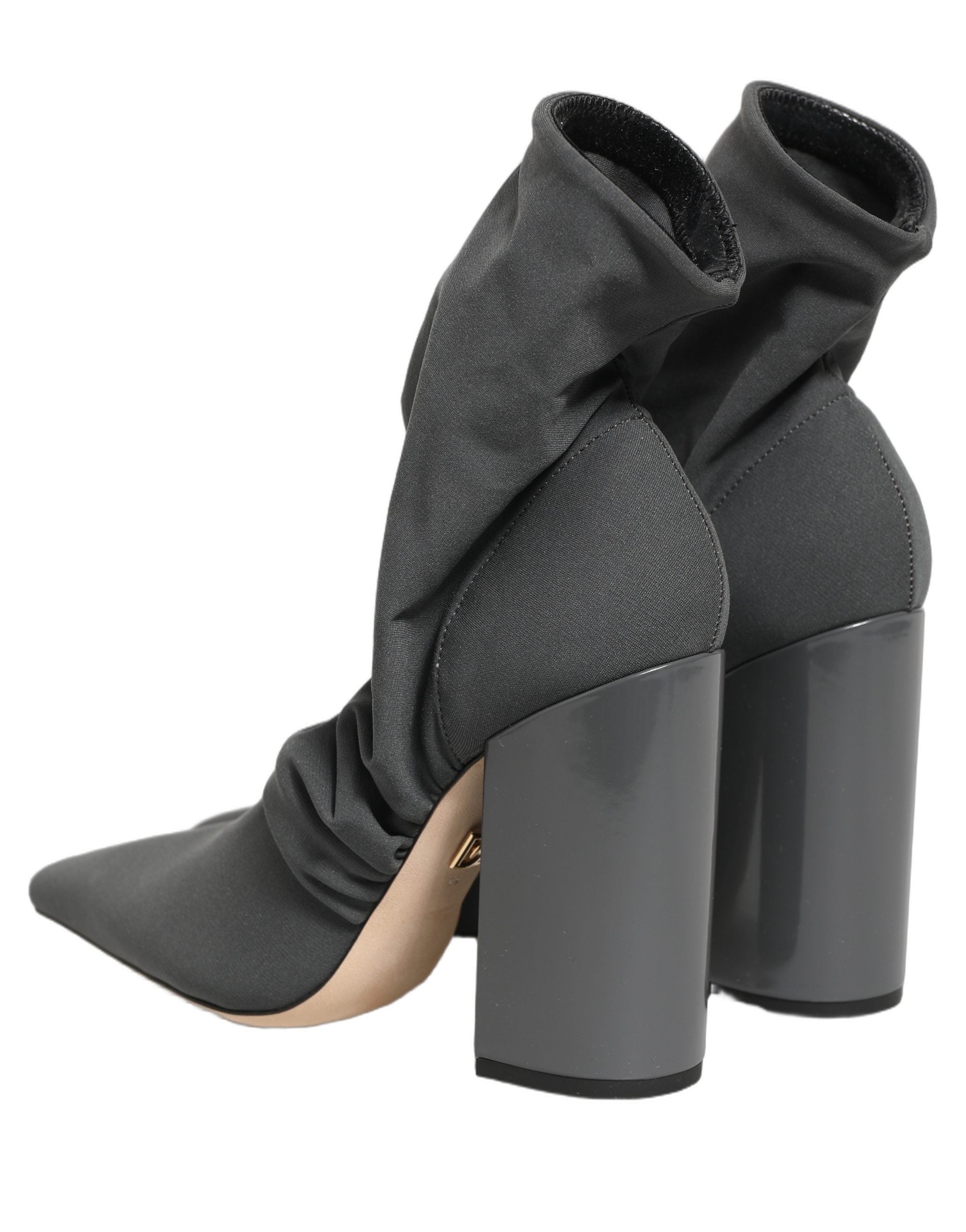 Chaussures Dolce & Gabbana, bottines à talons gris avec chaussettes extensibles, style élégant et moderne pour femme.