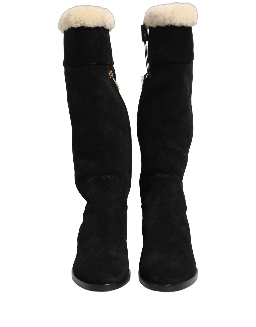 Bottes hautes en cuir suédé noir de Dolce & Gabbana, style élégant et sophistiqué.
