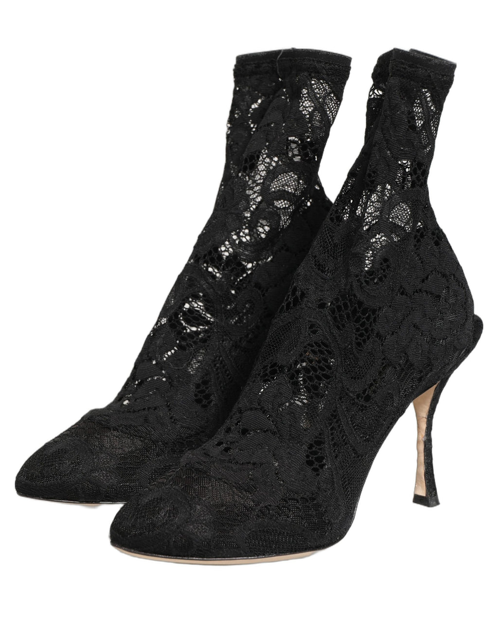 Chaussettes noires Dolce & Gabbana avec détails en dentelle, associées à des bottines élégantes Taormina.