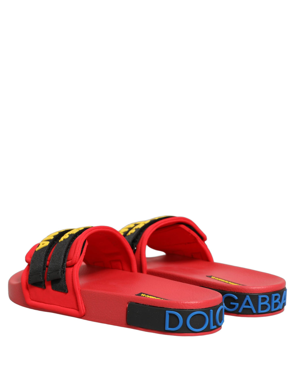 Chaussures plates de plage Dolce & Gabbana en néoprène rouges, sandales confortables pour femmes.